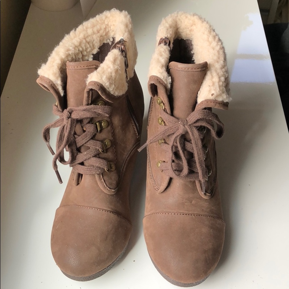 Brown Wedge Booties